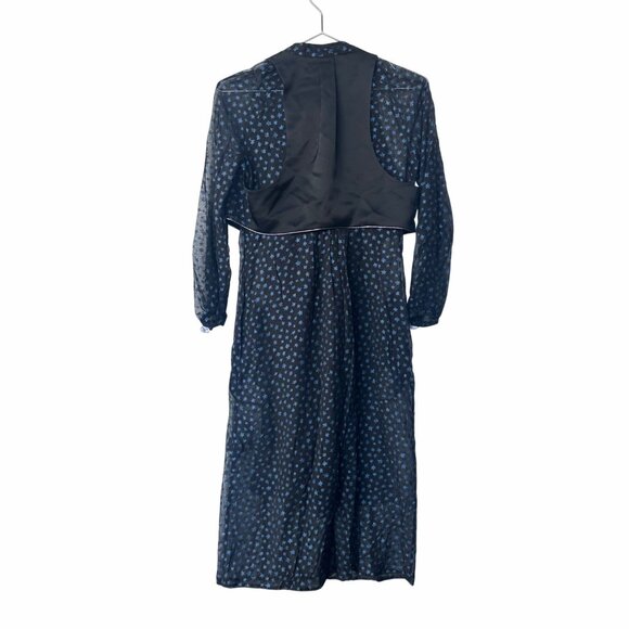 ✨Coach Star Print Waistcoat Dress Black Blue Silk mid-length glittered Cupro - Picture 3 of 12